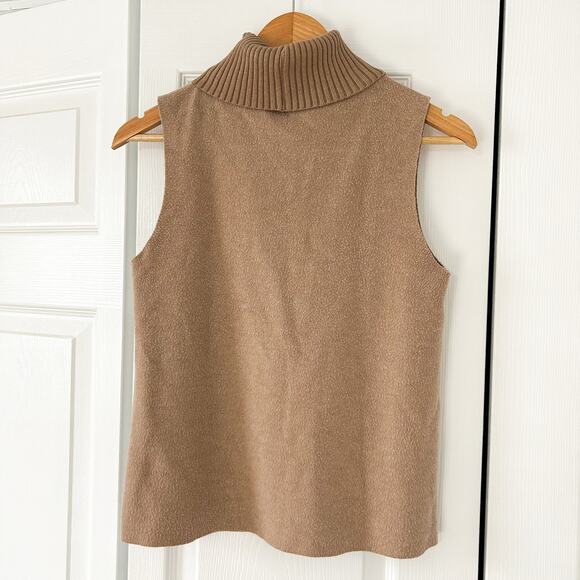 ZARA Tan Knit Sleeveless Turtleneck Lounge Set Two Piece Pants Outfit EUC S - Picture 11 of 13